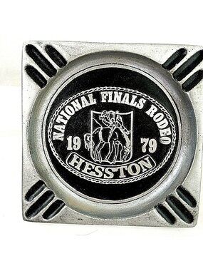 National Finals Rodeo 1979 Hesston Commemorative Metal Ashtray Square Design